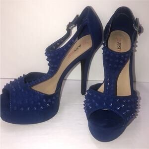 Just Fab Studded Spiked Cobalt Blue Platform High Heel Shoes Women’s Size 8.5
